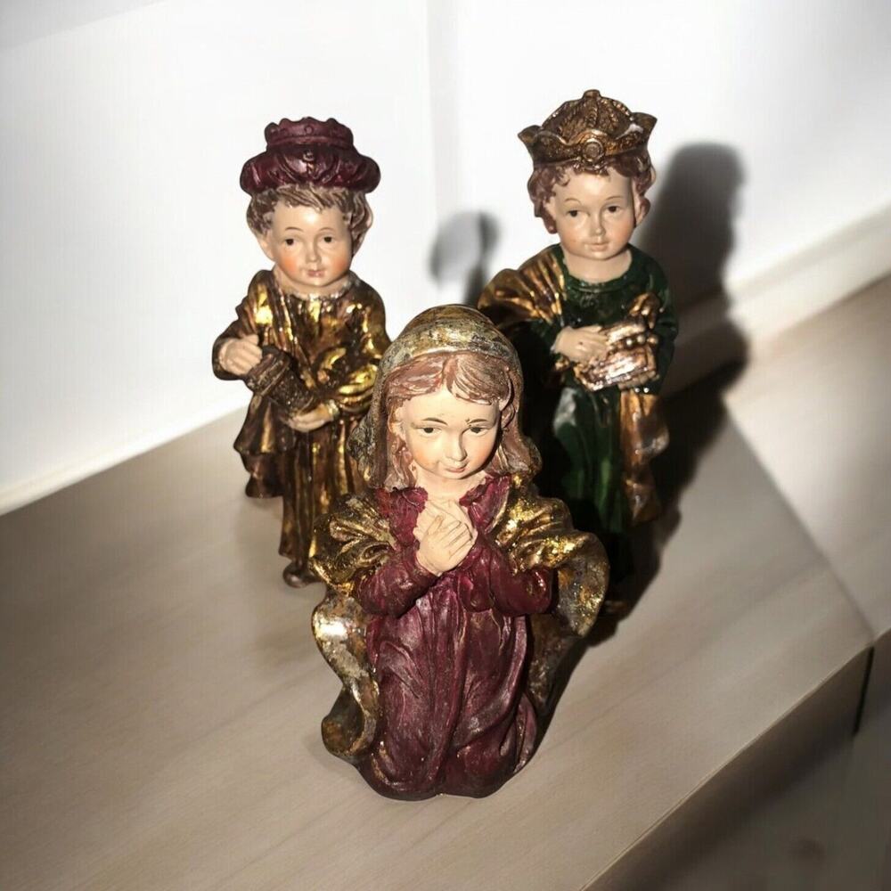 3pc Vtg Replacement Nativity Set 4-5" Pieces Mary & Wisemen Christmas Jewels Set
